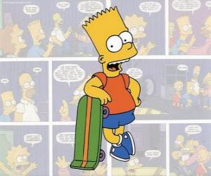 yapboz Bart Simpson onun kaykay ile